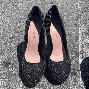 Silver gemstone studded 4 inch heels.